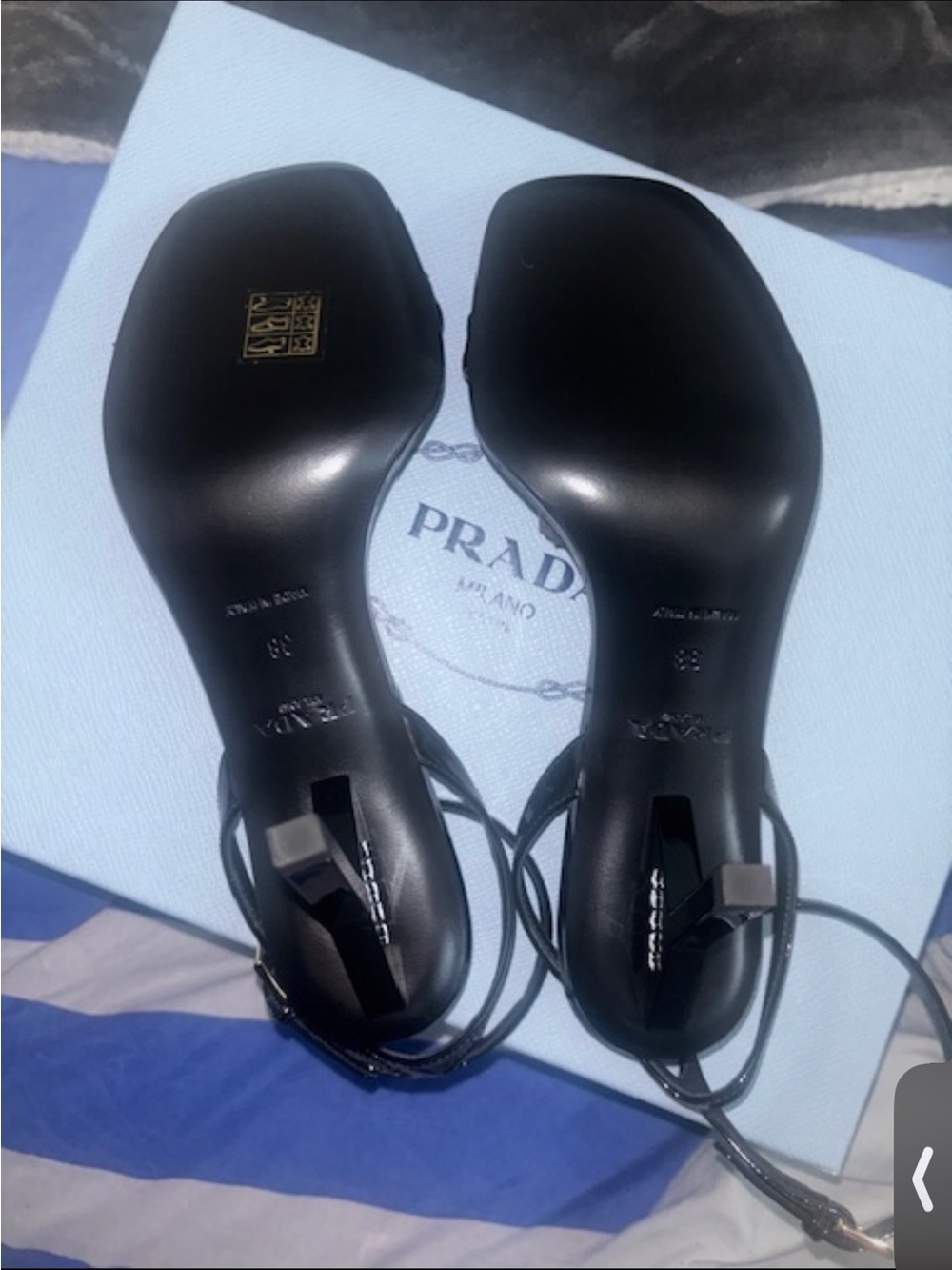 Prada Black Strappy Heeled Sandals